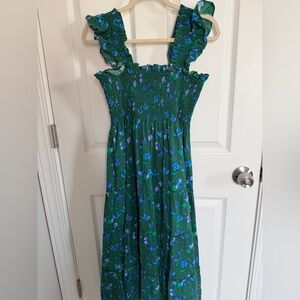Hill House Emerald and Sapphire Floral Midi Dress